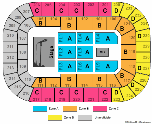 Bon Secours Wellness Arena End Stage Zone Seating Chart
